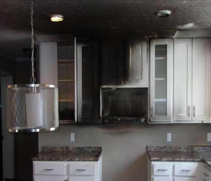 Kitchen cabinets with smoke damage also ceiling with smoke damage